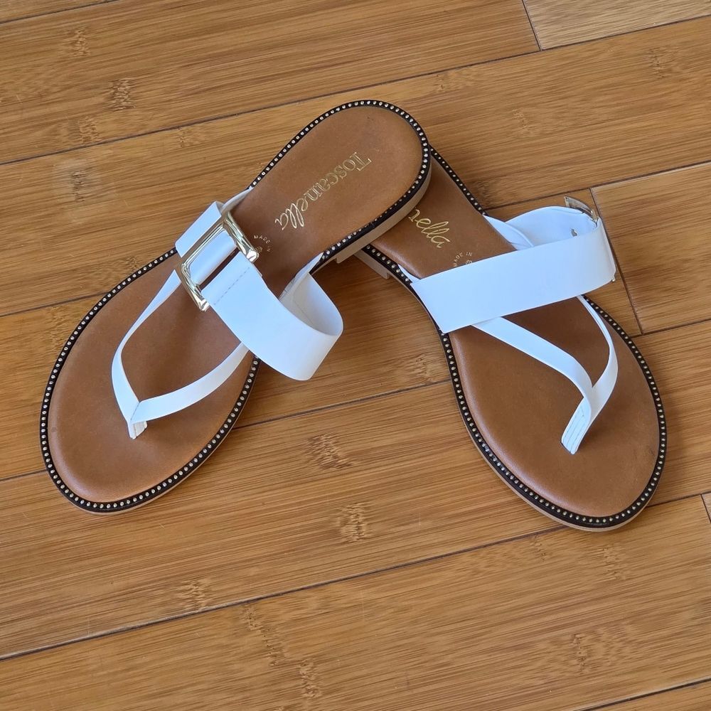 Toscanella Italian Made Flat Sandals White size 10 - Picture 5 of 16